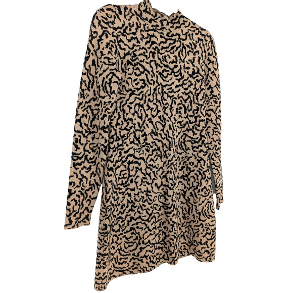Frame Mock Neck Jacquard Animal‎ Print Mini Sweater Dress Maximalist Mobwife Med - Picture 5 of 13